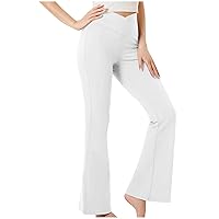 Women's Yoga Pants Casual V Crossover High Waiste Flare Workout Pants Bell Bottoms Wide Leg Pants Bootcut Stretchy Leggings