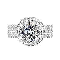 2 CT Round Cut Colorless Moissanite Bridal Ring Set for Women, Halo Handmade Moissanite Diamond Wedding Engagement Rings, Anniversary Propose Gifts Her