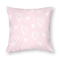 Throw Pillow Covers Pink Hearts Valentines Day Smooth Soft Comfortable Polyester Pillowcase Cushion Cover with Hidden Zipper for Wedding Birthday Gift Couch Sofa Bedroom，17