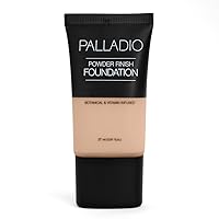 Palladio Powder Finish Liquid Foundation, Natural Matte Appearance, Reduces Fine Lines, Covers Large Pores, Hides Imperfections, All Day Wear, Sheer to Medium Coverage, Honey
