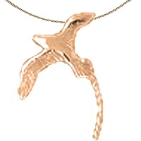 Bird Necklace | 14K Rose Gold Bermuda Longtail Bird Pendant with 18