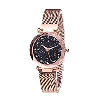 Fashion Lady Watch for Women Girls Watch with Stainless Steel Bracelet Starry Sky