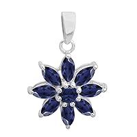 Multi Choice Marquise Shape Gemstone 925 Sterling Silver Floral Cluster Pendant Jewelry
