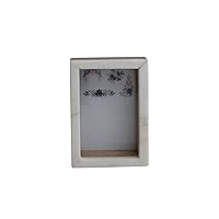 Creative Co-Op Marble and Wood Shadow Box, White and Natural Photo Frame
