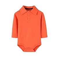 Teach Leanbh Infant Baby Polo Bodysuit Cotton Long Sleeve Pure Color Shirt 3-24 Months (3 Months, Orange)