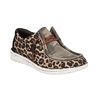 JUSTIN Women's Hazer Leopard Camo Print Casual Shoe Round Moc Toe - Jl171