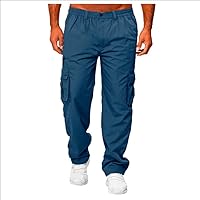 WENKOMG1 Mens Business Casual Pants Work Sports Cargo Pants Thin Straight Leg Trousers Lightweight Multi-Pocket Dungaree