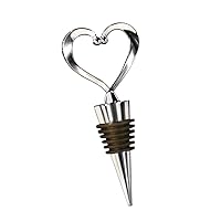 Fashioncraft Heart Wine Bottle Stopper, Decorative Beverage Cork Topper Saver, Metal with Reusable Rubber Plug, for Wedding Favors, Party, Baby Shower - Love Design Heart Shape - Chrome (1 Pack)