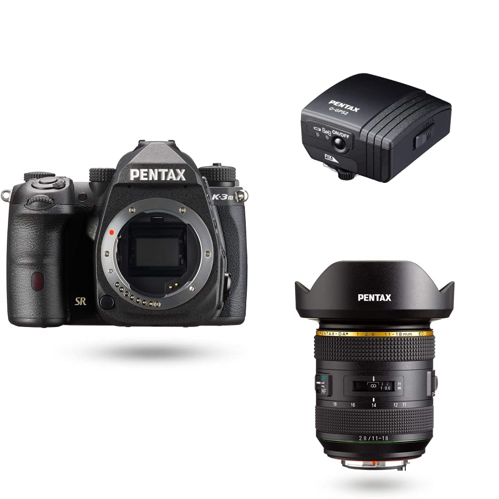 Pentax K-3 Mark III Flagship APS-C Black Camera Body - 12fps, Touch Screen LCD w/O-GPS2 Handy GPS Unit (30364) and 11-18mmF2.8ED DC AW Ultra-Wide-Angle Zoom Lens 17-27.5mm