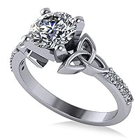 Allurez (1.50ct) Platinum Round Diamond Celtic Knot Irish Engagement Ring