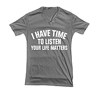 I Have Time to Listen Your Life Matters Plus Size Women V Neck Tee Ash