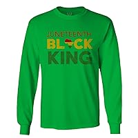 Juneteenth Black King American Freedom History June 19th Men's Long Sleeve t Shirt (Irish Green 2X Large)