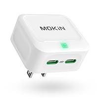 40W USB C Charger Block, MOKiN GaN+ PD 3.0 Fast Charging with Foldable Plug, Dual Port USB C Wall Charger for iPhone 15 14 13 12 Pro/Plus/Pro Max, Galaxy S23, Note 20/10+, iPad Pro, Apple Watch.