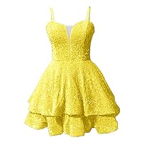 Teens Sequin Prom Dresses Spaghetti Straps Sparkly Sexy Backless Tight Short Homecoming Cocktail Dresses 2023