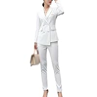 Fashion Clothing Female Black White Bright Red Blue Business Office Suit Double Breasted Plain Suit