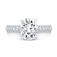 Kiara Gems 3 CT Oval Moissanite Engagement Ring Wedding Eternity Band Solitaire Halo Silver Jewelry Anniversary Promise Ring