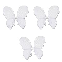 Beistle 3 Piece Nylon Fairy Wings with Elastic Armbands Halloween Princess Costume Accessories, One Size, White