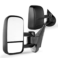 SCITOO Tow Mirrors Compatible with for 2007-2013 For Chevy Silverado For GMC Sierra 1500 2500 3500 Pickup Truck Mirrors Manual Adjusted No Heated No Turn Signal Black Housing Towing Mirrors LH RH