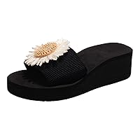 Ladies Slippers for Women Summer Fashion Summer Women Slippers Thick Soles Wedge Heels Cable Knit Slippers for
