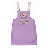 KIDSCOOL SPACE Girls Denim Overalls Dress,Cute Bear Simple Design Summer Colored Jumpsuit Dress and Set