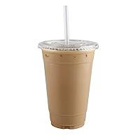 plastic cups with lids [20 oz 100cups&100flat lids],Clear Crystal disposable plastic cups,smoothie cups