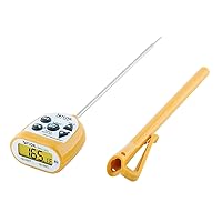 Compact Waterproof Digital Thermometer, 4.5 Inch Stem, Yellow