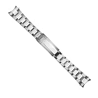20MM OYSTER WATCH BAND SOLID COMPATIBLE WITH MEN SEIKO ALPINIST WATCH GLIDE LOCK SHINY CENTE