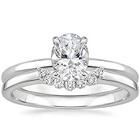 Moissanite Engagement Ring Set, 1CT Colorless Stone, Sterling Silver Band, Eternity Style