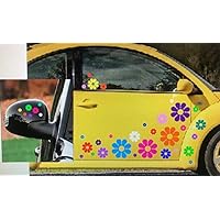40 Car Flowers Daisy Bright Rainbow SET sticker Decals VW Boat Golf Cart Kayak USA