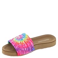 Minnetonka Heidi - Comfy Slides for Women Featuring Vibrant Fabric Print Design, Classic Slip-On Style, Contoured EVA Footbed, Rubber Outsole, and Fabric Upper