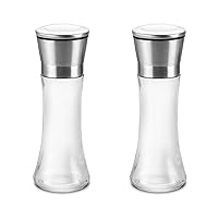 Pepper Grinder, Kitchen Condiment Shaker Adjustable Thickness Machine, Pepper Mill and Salt Shaker Set,304 Stainless Steel, Manual Multifunction Salt Grinder For,(19x6.5cm) x2