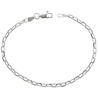 Sterling Silver Anklet Boston Chain 3 mm Nickel Free Italy, Sizes 9-9.5 inch