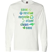 inktastic Save, Rescue, Recycle, Plant, Clean, Care- Earth Long Sleeve T-Shirt