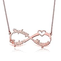 Personalized Custom 3 Family Name Necklace With Cut-Out Heart Initial Pendant Stainless steel Necklace Jewelry Gift for Her