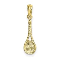 10k Gold Tennis Racquet Pendant Necklace Measures 21x5.7mm Wide Jewelry for Women