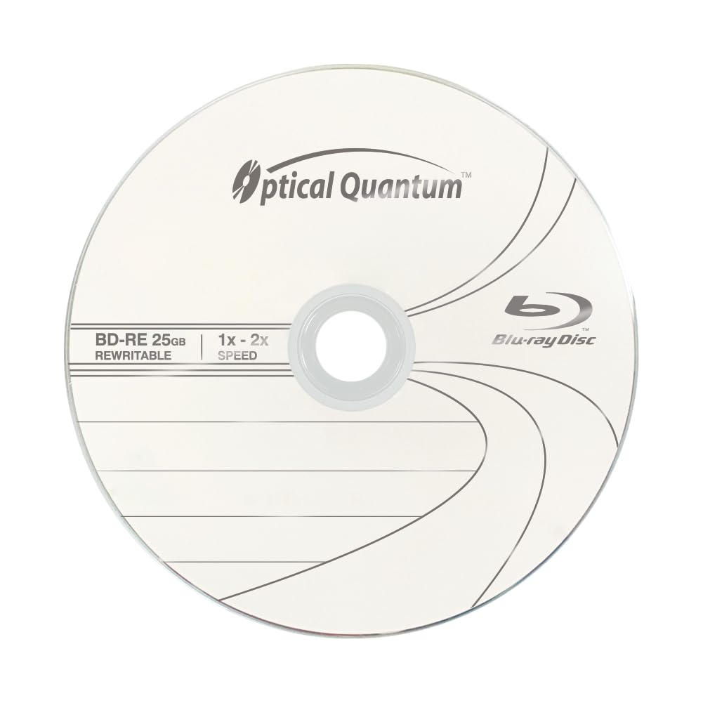 Optical Quantum 2X 25GB BD-RE Logo Top Blu-ray Blank Media - 10 Discs Cakebox OQBDRE02LT-10