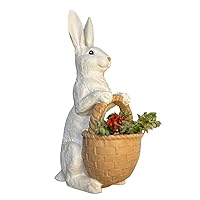 Basket bunny (16.2 inch, trick or treat statue, rabbit sculpture, craft décor, handmade Garden Decoration) Mukemel Designs - BTC0052