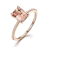 1.00Ct Emerald Morganite Cz One Stone Engagement Ring 14k Rose Gold Finish