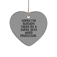 Sorry I'm. Word Processor Heart Ornament, Inappropriate Word Processor Gifts, Christmas Ornament for Men Women from Coworkers, Gift Ideas for Word Processors, Fun Gifts for People who Love Words,
