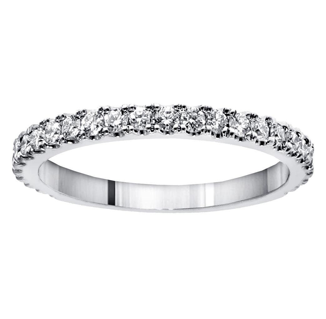 VIP Jewelry Art 0.65 CT TW Pave Set Diamond Encrusted Wedding Band in 14k White Gold