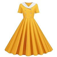 Dresses for Women 2023 Retro Polka Dot Print Midi Dress Short Sleeve Sleeveless Crewneck A Line Party Sun Dress