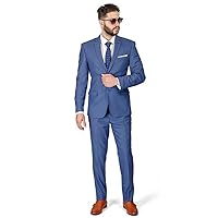 Slim Fit Men Suit Micro Textured Weave 2 Button Notch Collar AZAR 11812