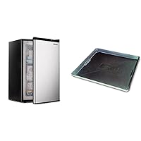 EUHOMY Upright freezer, 3.0 Cubic Feet, Single Door Compact Mini Freezer with Reversible Stainless Steel Door, Small freezer for Home/Dorms/Apartment/Office (Silver) & WirthCo 40092 Drip Tray