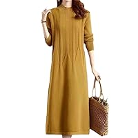 Dresses for Women Autumn Winter Korean Edition Style Solid O-Neck Long Sleeve Pullover Women's Dress