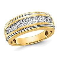 Mens 1.00 Carat (ctw H-I, I1-I2) Diamond Milgrain Band Ring in 14K Yellow Gold (Size 10)