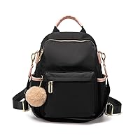 College Backpack Purse Anti Theft Travel Bag Small Casual Nylon Daypack Lovely Casual Shoulder Bag Fashion Rucksack for Women (BLack and Pink)