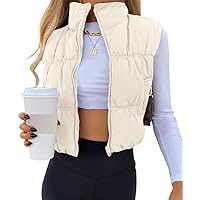 SySea Women's Crop Puffer Vest Winter Zip Up Lightweight Sleeveless Warm Outerwear Padded Coat
