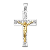 14K Yellow & White Gold Crucifix Pendant
