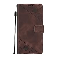 Compatible with OnePlus Nord N20 Wallet Case with Credit Card Slots Kickstand and a Wrist Strap Brown Leather Protective Cover with Embossed Design for 5G 6.43 inch