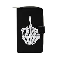 Fuck Off Middle Finger Purse for Women Large Capacity Zip Around Travel Clutch Wallet with Compartment